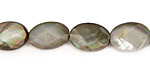 Black Shell Faceted Flat Oval 14x10mm