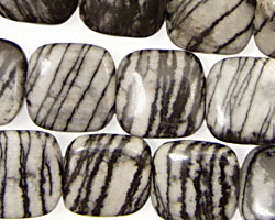 Black Water Jasper Puff Square 14mm