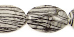 Black Water Jasper Flat Oval 30x20mm