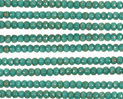 Czech Glass Turquoise Picasso Fire Polished Rondelle 2x3mm