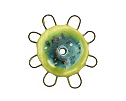 Jangles Ceramic Chartreuse, Turquoise Small Pinwheel 27-28mm