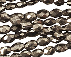 Golden Pyrite (silver tone) Irregular Faceted Flat Oval 8-10x5-6mm