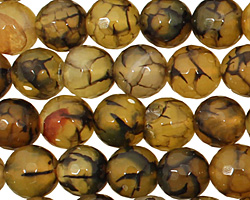Olive Fire Agate Faceted Round 10mm