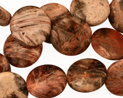 Red Needle Agate Puff Coin 16mm