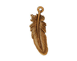 TierraCast Antique Gold (plated) Large Feather Charm 10x29mm