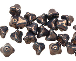 Czech Glass Metallic Teal Bellflower 6x7mm