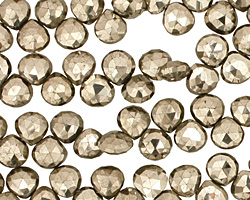 Golden Pyrite (silver tone) Faceted Flat Teardrop 6-7mm