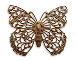 Vintaj Natural Brass Filigree Butterfly Pendant 46x38mm