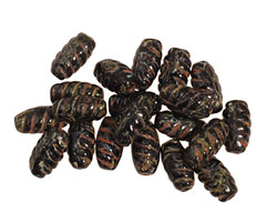 Czech Glass Dark Garden Spiral Rice 9x5mm