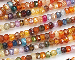 Cubic Zirconia Faceted Rondelle 3-4mm