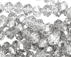 Silver & Clear Crystal Faceted Rondelle 8mm