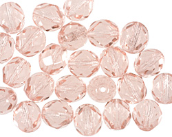 Czech Fire Polished Glass Rosaline Round 8mm