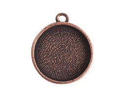 Nunn Design Antique Copper (plated) Crest Circle Bezel Pendant 23x27mm