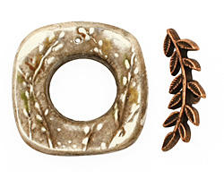 Humble Beads Polymer Clay Harvest Square Toggle Clasp 27-29mm, 26mm bar