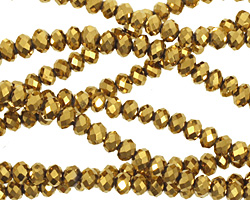 Metallic Antique Gold Crystal Faceted Rondelle 4mm