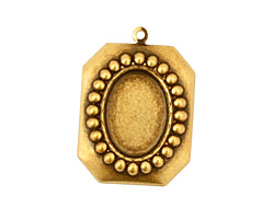Stampt Antique Brass Nouveau Beaded Frame Oval Setting 10x14mm
