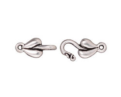 TierraCast Antique Silver (plated) Leaf Hook & Eye Clasp 17x8mm, 15x7mm