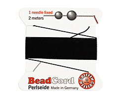 Black Griffin Silk Beading Cord Size 4, 2 meters
