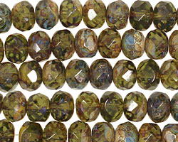 Czech Glass Everglades Fire Polished Rondelle 6x9mm