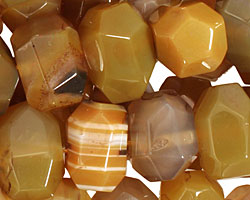 Yellow Line Agate Faceted Nugget 9-13x16-18mm