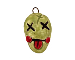 Earthenwood Studio Ceramic Spookyhead Zombie Pendant 16x27mm