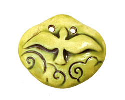 Earthenwood Studio Ceramic Acid Metal Carved Flying Bird Pendant 42x35mm