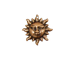 Stampt Antique Copper (plated) Sun Face Charm 20mm