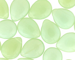 Czech Glass Milky Light Peridot Teardrop 12x16mm