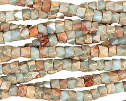 Impression Jasper Large Hole Triangular Faceted Wheel 8mm
