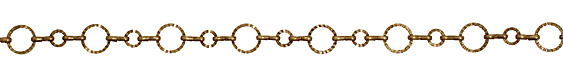 Antique Brass (plated) Etched Rings & Peanut Chain