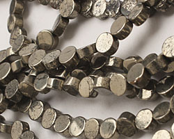Golden Pyrite (silver tone) Puff Coin 6mm