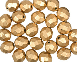 Czech Fire Polished Glass Matte Metallic Flax Round 8mm