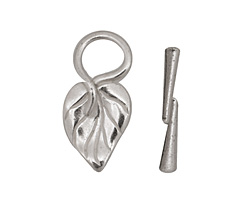 Silver (plated) Simple Leaf Toggle Clasp 26x13mm, 23mm bar