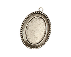 Stampt Antique Pewter (plated) Beaded Edge Oval Setting 13x18mm