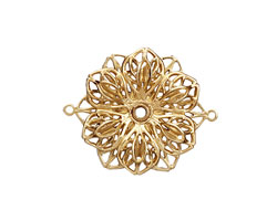 Brass Double Filigree Flower Link 26x21mm