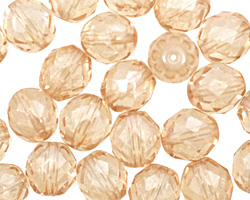 Czech Fire Polished Glass Luster Transparent Champagne Round 10mm