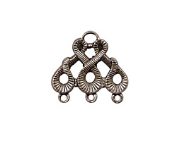 Stampt Antique Pewter (plated) Scrolling 3 Ring Connector 20x19mm