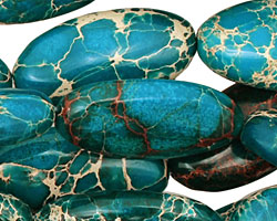 Teal Impression Jasper Flat Oval 30x15mm