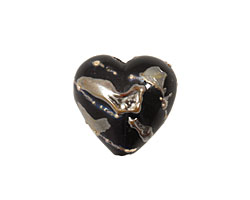 Grace Lampwork Elegant Black Metallic Heart 19-20mm