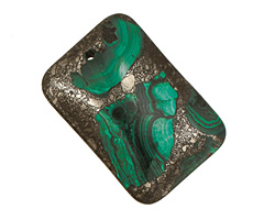 Malachite & Pyrite Rectangle Pendant 32x47mm