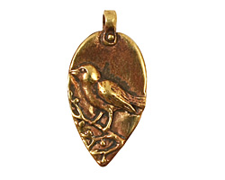 Green Girl Bronze Rumi Bird Pendant 16x32mm