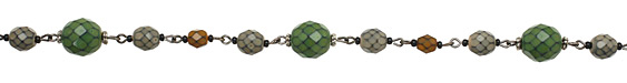 Czech Glass Earthy Snake Gunmetal (plated) Bead Chain