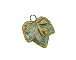 Earthenwood Studio Ceramic Leafy Small Wavy Leaf Charm 18x21mm