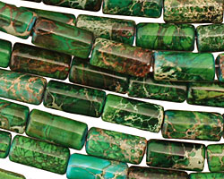 Dark Emerald Impression Jasper Tube 12x6mm