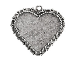 Nunn Design Antique Silver (plated) Large Ornate Heart Bezel Pendant 40x37mm