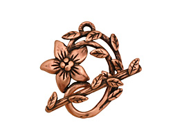 Antique Copper (plated) Flower & Vine Toggle Clasp 27x23mm, 28mm bar