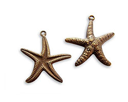 Vintaj Natural Brass Starfish Double Sided Charm 20x23mm