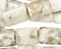 White Pyrite Quartz Thin Pillow 18x13mm