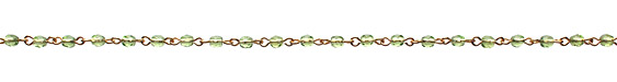 Czech Fire Polished Olivine Faceted Oval Gold (plated) Bead Chain