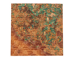 Lillypilly Verde Thatch Embossed Patina Copper Sheet 3"x3", 36 gauge